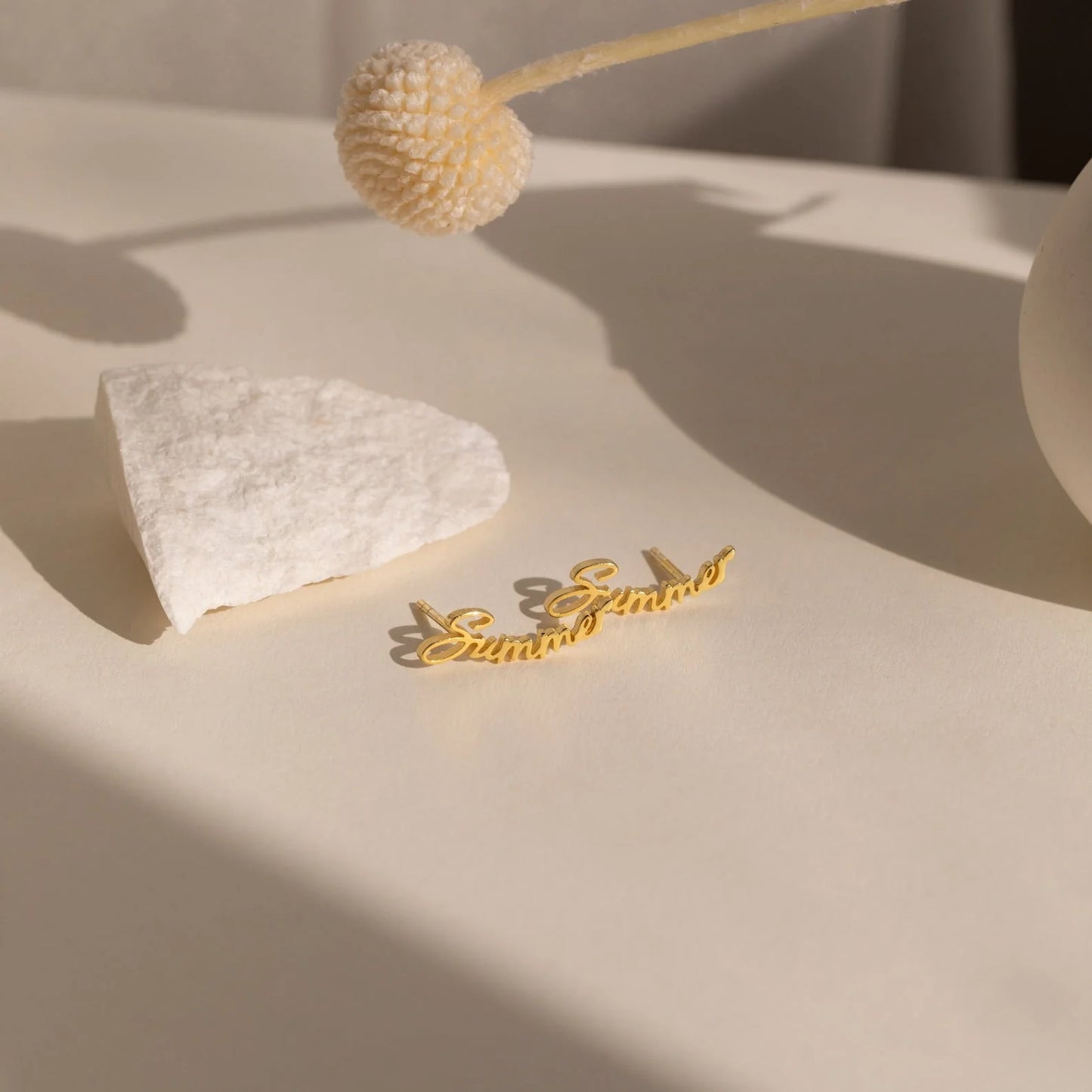 Personalized Name Stud Earrings – Custom Gold Script
