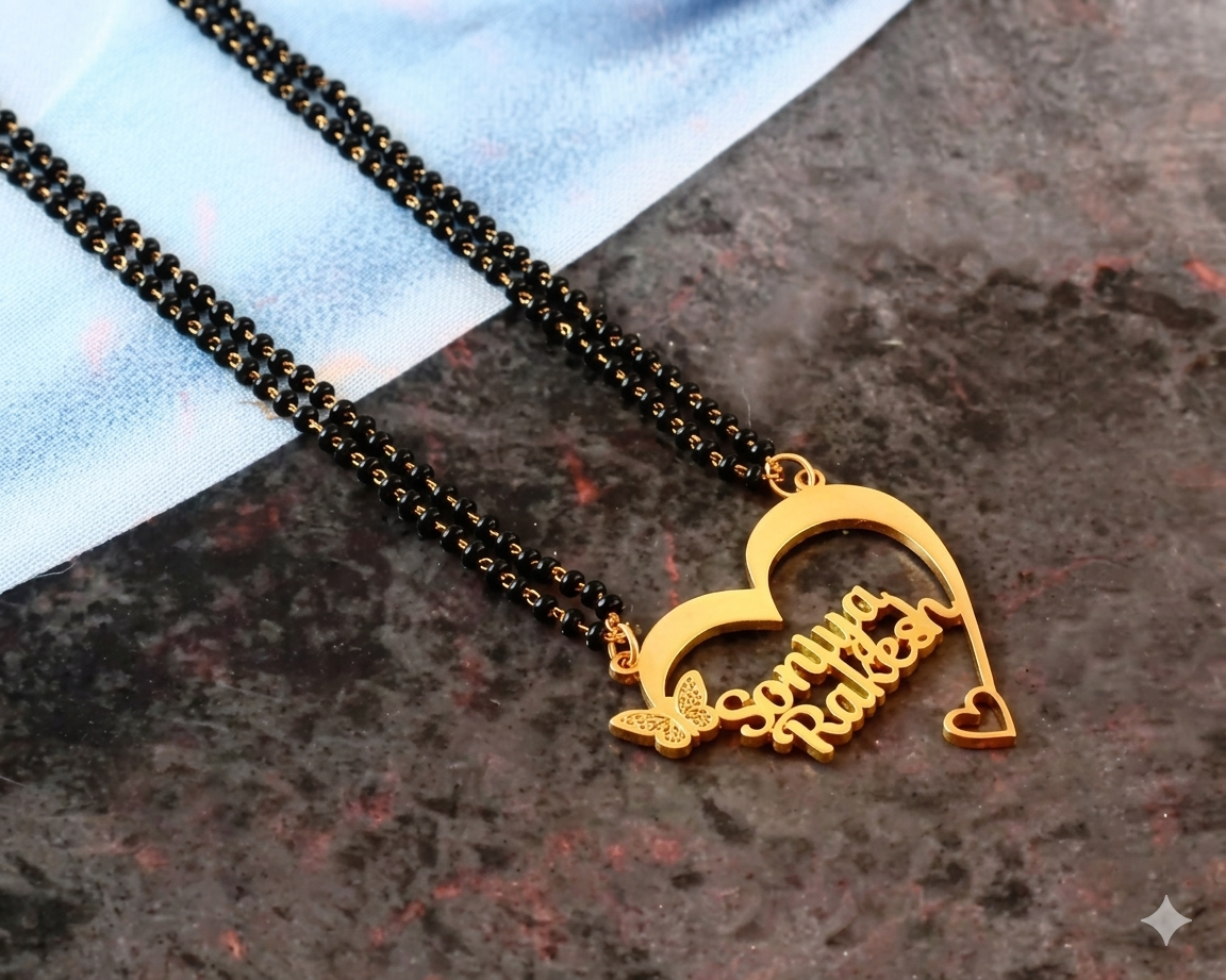 JewelWyn Eternal Love Dual Heart Customized Mangalsutra