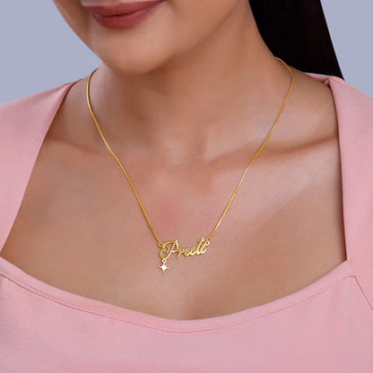 Custom Name Necklace – Elegant Script with Star Charm