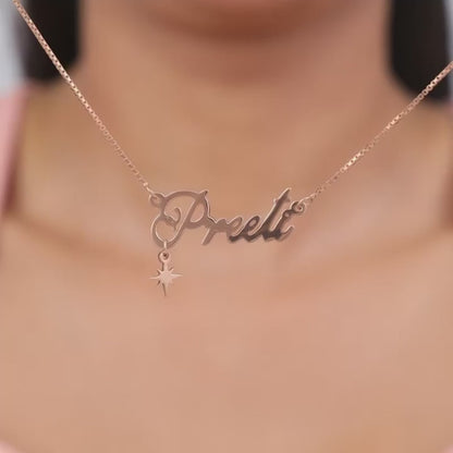 Custom Name Necklace – Elegant Script with Star Charm