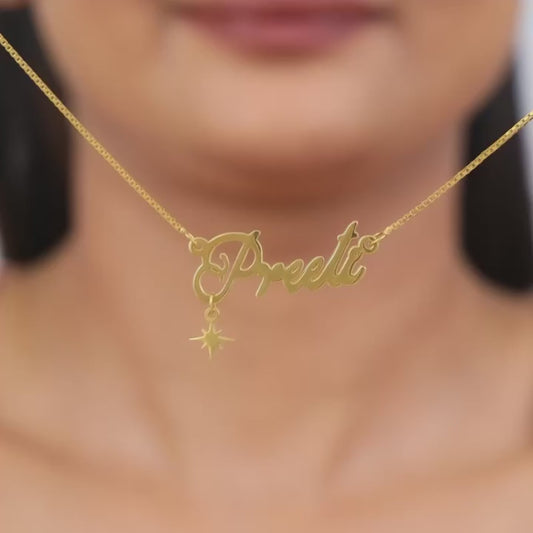 Custom Name Necklace – Elegant Script with Star Charm